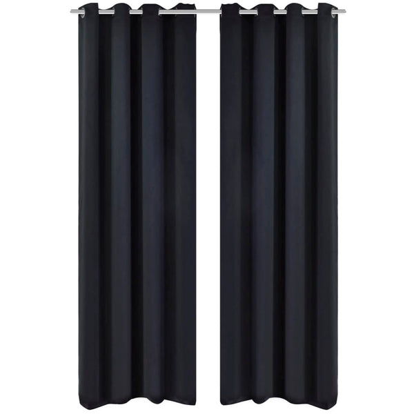 Verdunkelungs-Vorhänge mit Metallringen 135 x 245 cm Schwarz blackout