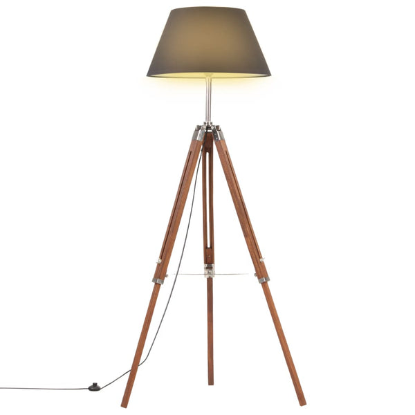 vidaXL Stativlampe Honigbraun und Schwarz Teak Massivholz 141 cm