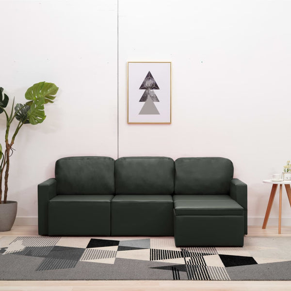 vidaXL Modulares 3-Sitzer Schlafsofa Grau Kunstleder