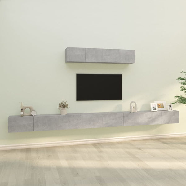 vidaXL 6-tlg. TV-Schrank-Set Betongrau Holzwerkstoff