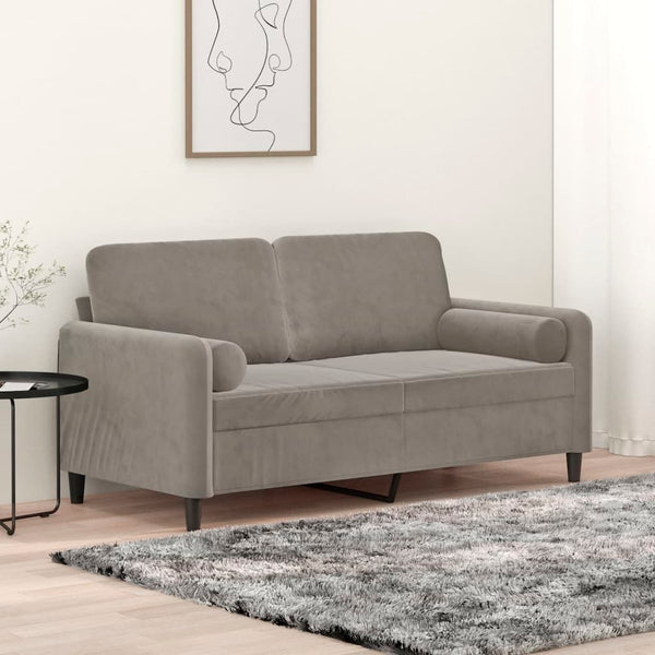 2-Sitzer-Sofa mit Kissen Hellgrau 140 cm Samt