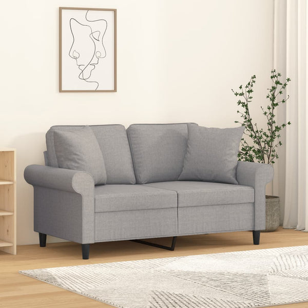 vidaXL 2-Sitzer-Sofa mit Kissen Hellgrau 120 cm Stoff