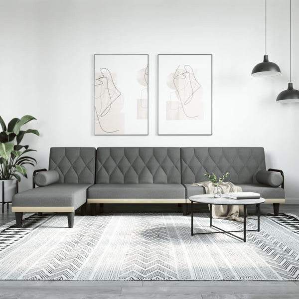 vidaXL Schlafsofa in L-Form Dunkelgrau 260x140x70 cm Stoff