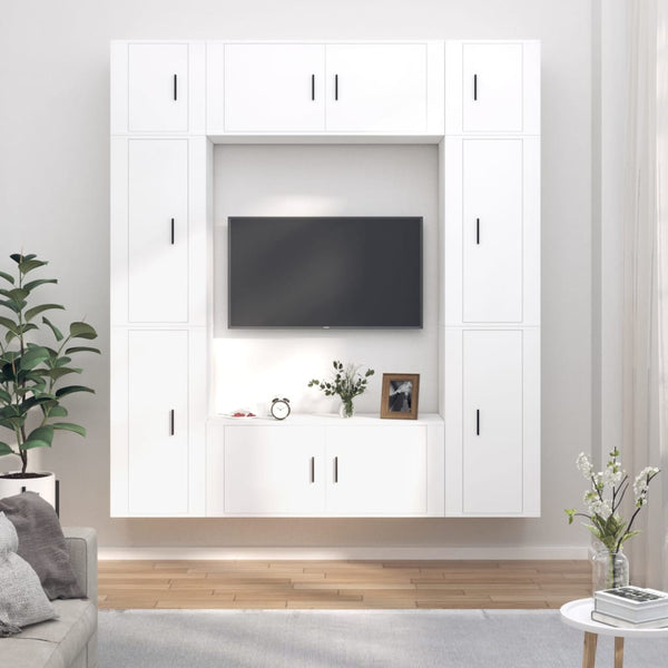 vidaXL 8-tlg. TV-Schrank-Set Weiß Holzwerkstoff