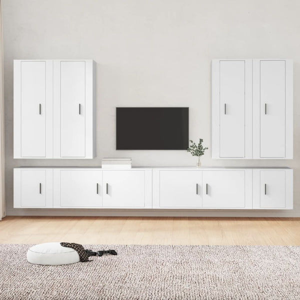 vidaXL 8-tlg. TV-Schrank-Set Weiß Holzwerkstoff