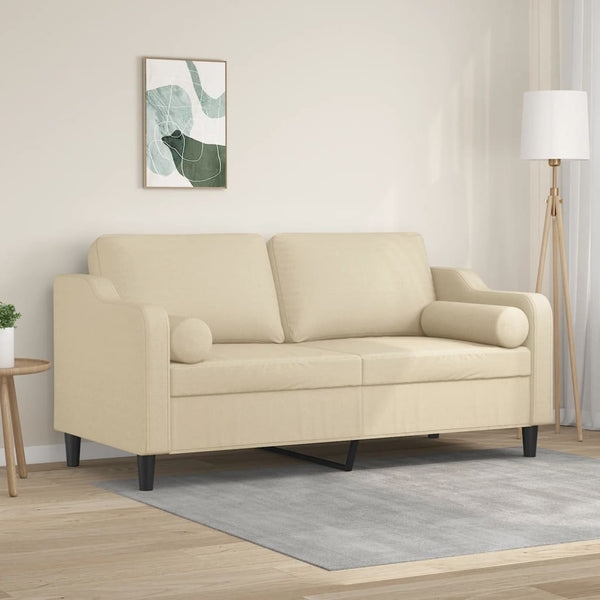 vidaXL 2-Sitzer-Sofa mit Zierkissen Creme 140 cm Stoff
