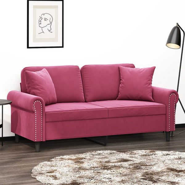 vidaXL 2-Sitzer-Sofa mit Zierkissen Weinrot 140 cm Samt