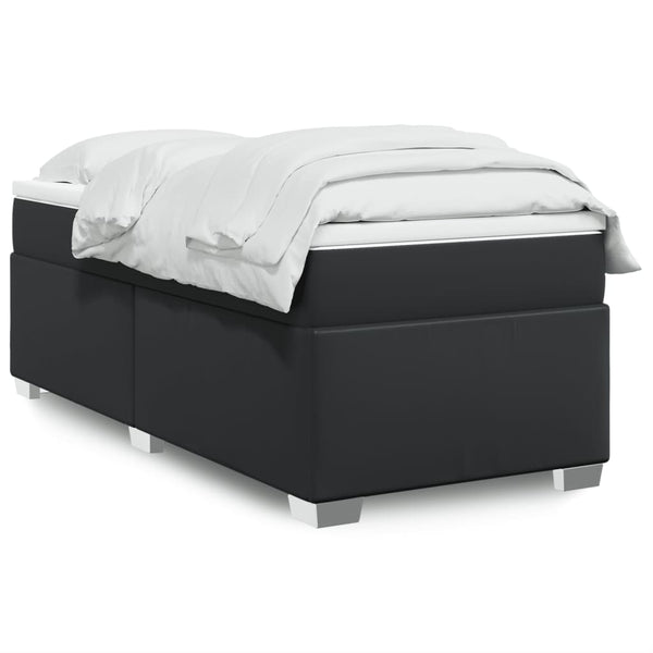 vidaXL Boxspringbett mit Matratze Schwarz 90x200 cm Kunstleder