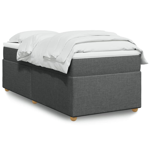 vidaXL Boxspringbett mit Matratze Dunkelgrau 90x200 cm Stoff