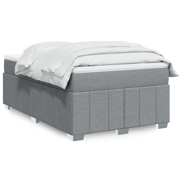 vidaXL Boxspringbett mit Matratze Hellgrau 120x200 cm Stoff