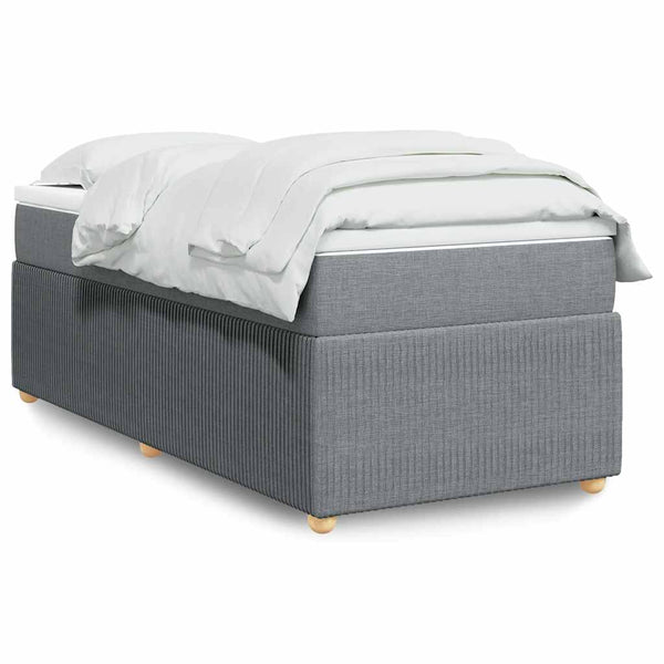 vidaXL Boxspringbett mit Matratze Hellgrau 90x190 cm Stoff