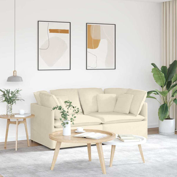 vidaXL Modulares Sofa mit Kissen Cordstoff Creme