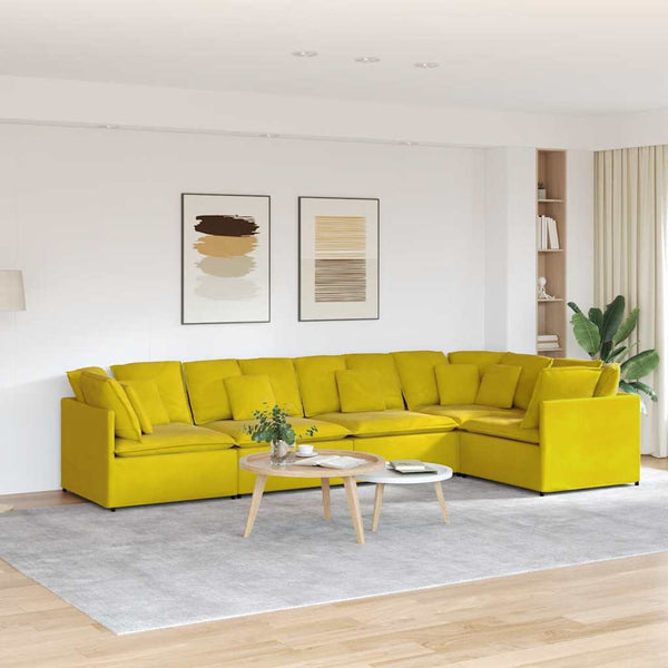 vidaXL Modulares Sofa mit Kissen Samt Gelb