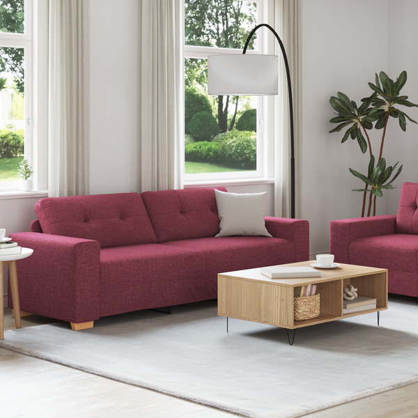 vidaXL 2-teiliges Sofa Set mit Kissen Weinroter Stoff