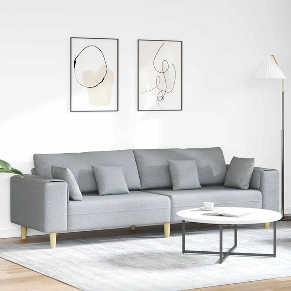 Stoffsofa mit Kissen Hellgrau 208 cm Stoff