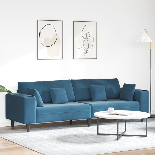 Samt Sofa mit Kissen mit Kissen Blau 208 cm Samt
