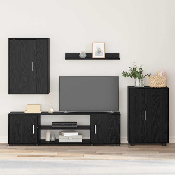 4-teilige TV-Schrank Set 4 pcs Schwarze Eiche Holzwerkstoff