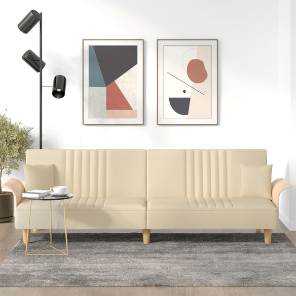 vidaXL Schlafsofa mit Armlehnen Creme Stoff