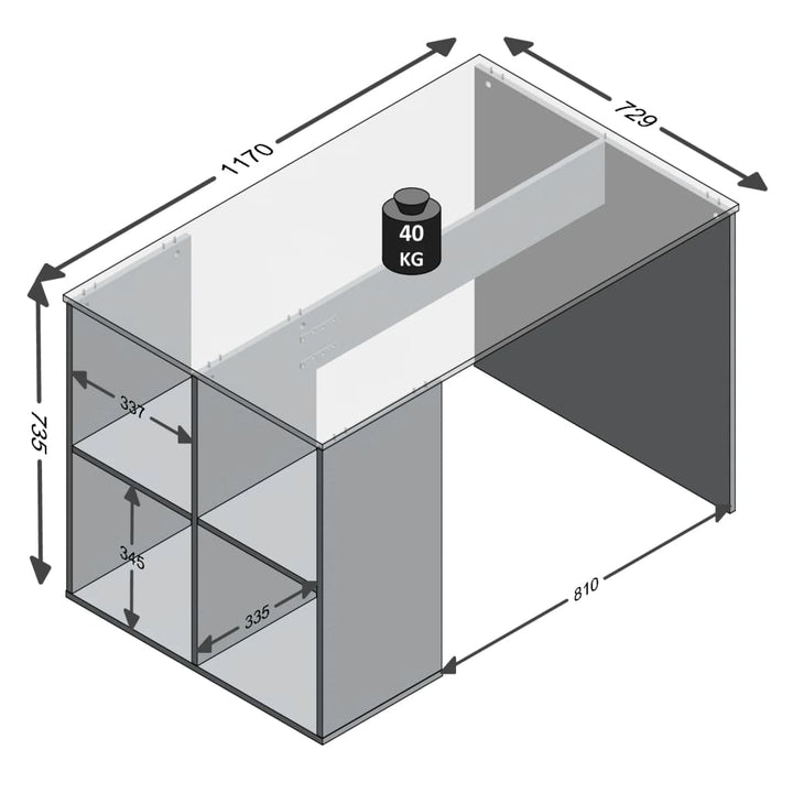 Fmd Schreibtisch Mit Regal 117×73×75 Cm Betonoptik