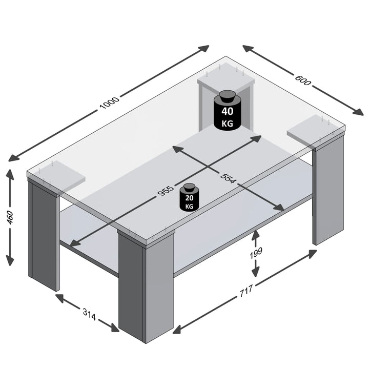 Fmd Couchtisch Mit Ablage 100×60×46 Cm Noptik