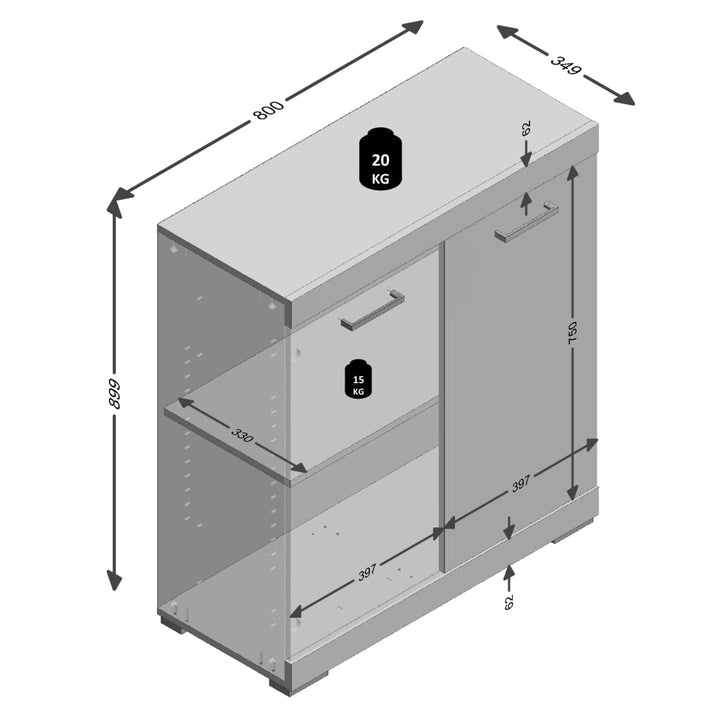 Fmd Kommode Mit 2 Türen 80×34,9×89,9 Cm