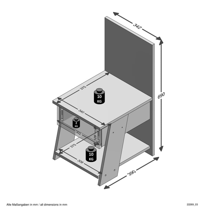 Fmd Nachttisch Mit 1 Schublade 34,2X39X69 Cm Sandeiche-Optik