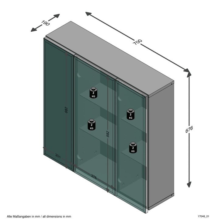 Fmd Spiegelschrank 70X19X67,6 Cm Weiß Natur