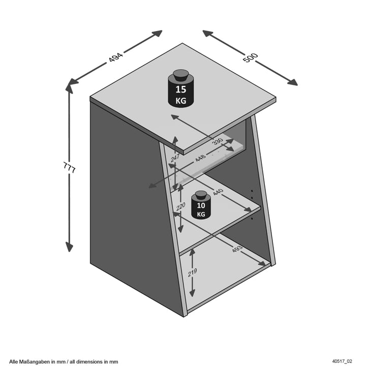 Fmd Gaming-Beistelltisch Mit 2 Ablagen 49,4X50X77,7 Cm Anthrazit