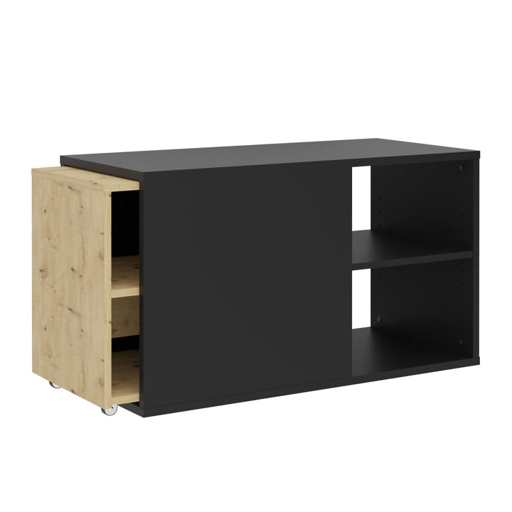 Fmd Tv-Schrank Mit 2 Fächern 133,5X39,9X49,2 Cm Schwarz Artisan-Eiche