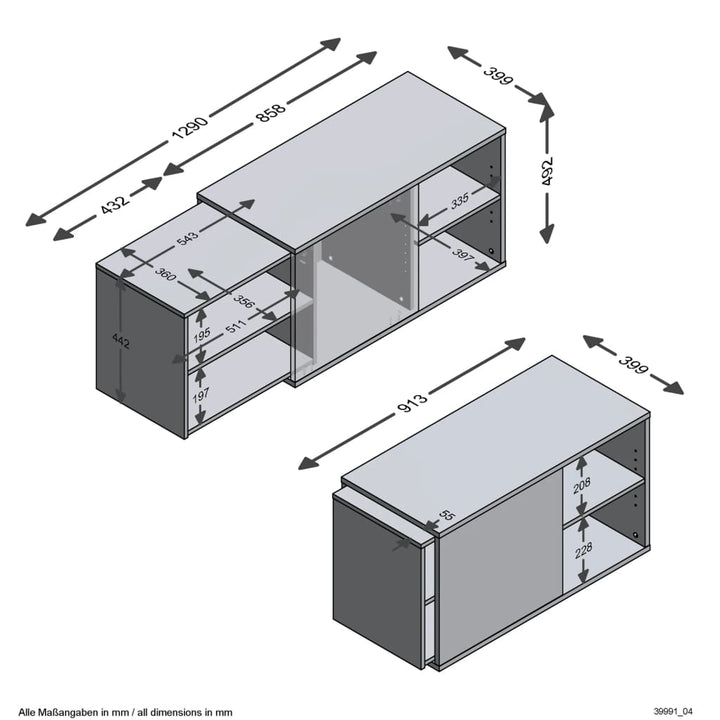 Fmd Tv-Schrank Mit 2 Fächern 133,5X39,9X49,2 Cm Schwarz Artisan-Eiche