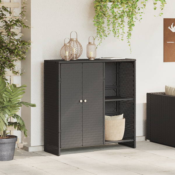 vidaXL Beistellschrank Schwarz 100x36x102 cm Rattan