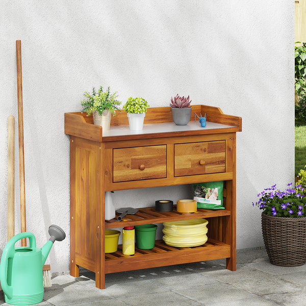 Garten-Schrank Braun 78 x 36.5 x 78cm Massivholz Akazie