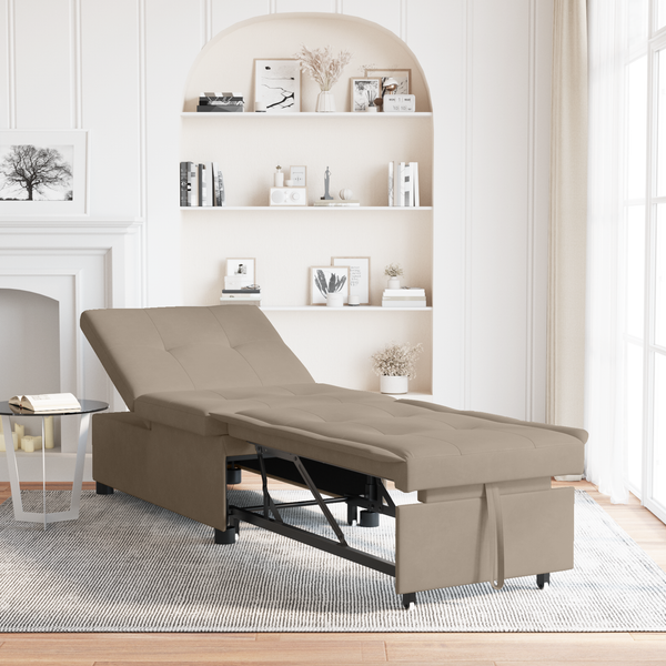 Schlafsofa 3-in-1 Ausziehbares Design Taupe Stoff