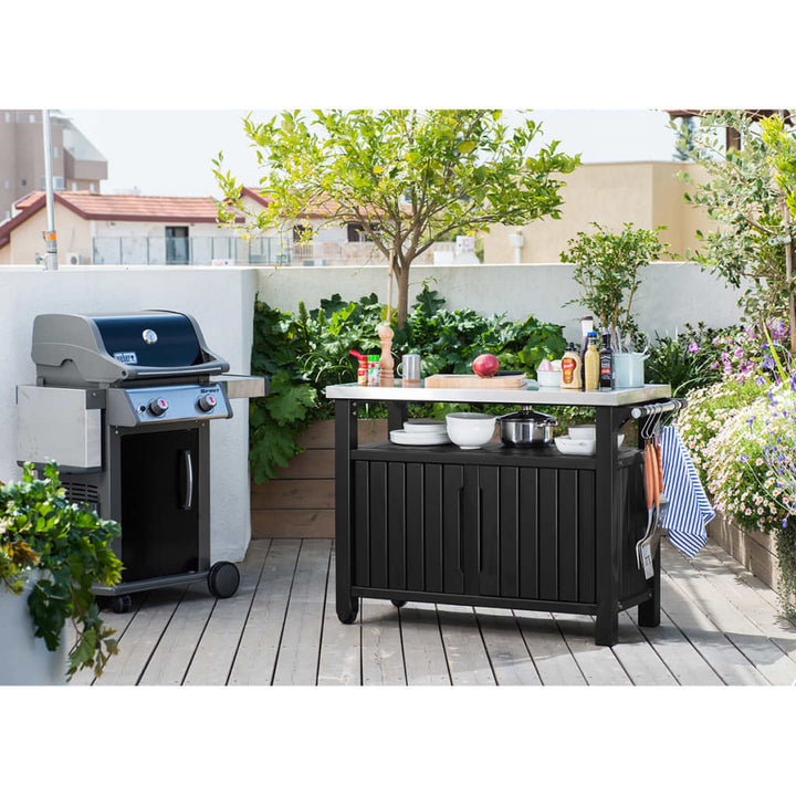 Keter Gartentisch Für Grill Unity Multifunktional Xl Holzoptik