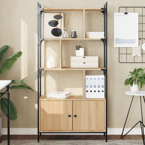 vidaXL Bücherregal mit Tür Sonoma-Eiche 76,5x30x154,5 cm Holzwerkstoff