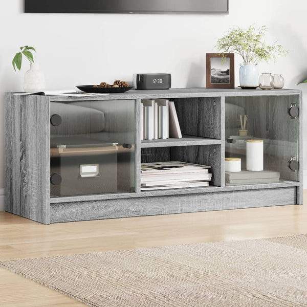 vidaXL TV-Schrank mit Glastüren Grau Sonoma 102x37x42 cm
