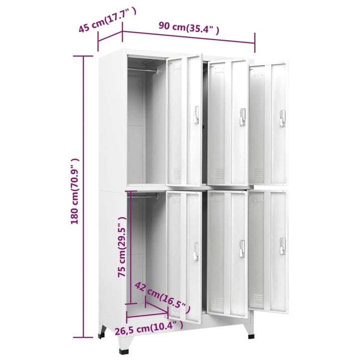 Schließfachschrank Mit 6 Fächern Stahl 90X45X180 Cm