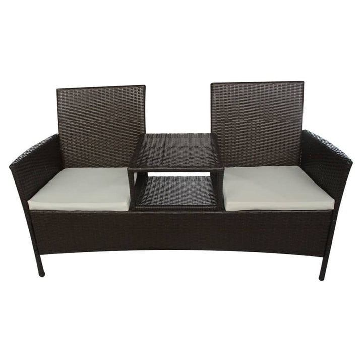 2-Sitzer-Gartensofa Mit Teetisch Poly Rattan