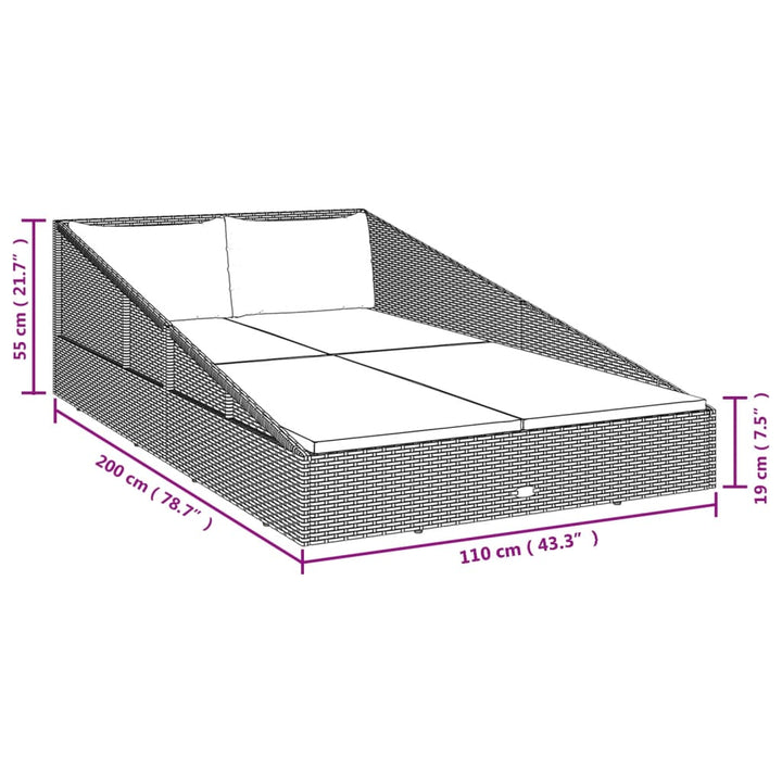 Gartenbett 110X200 Cm Poly Rattan