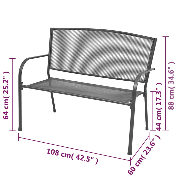 Gartenbank 108 Cm Stahl Und Drahtgitter Anthrazit