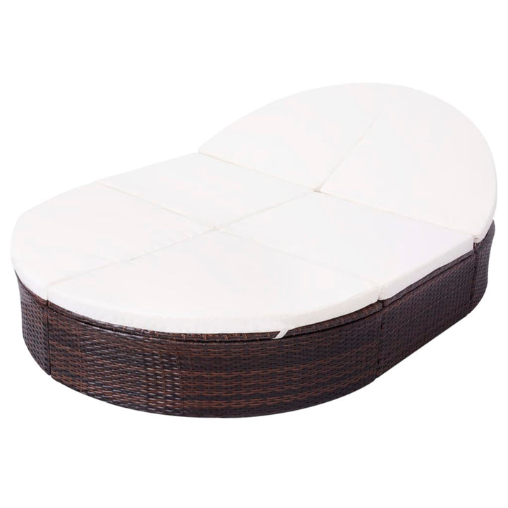 Outdoor-Loungebett Mit Kissen Poly Rattan