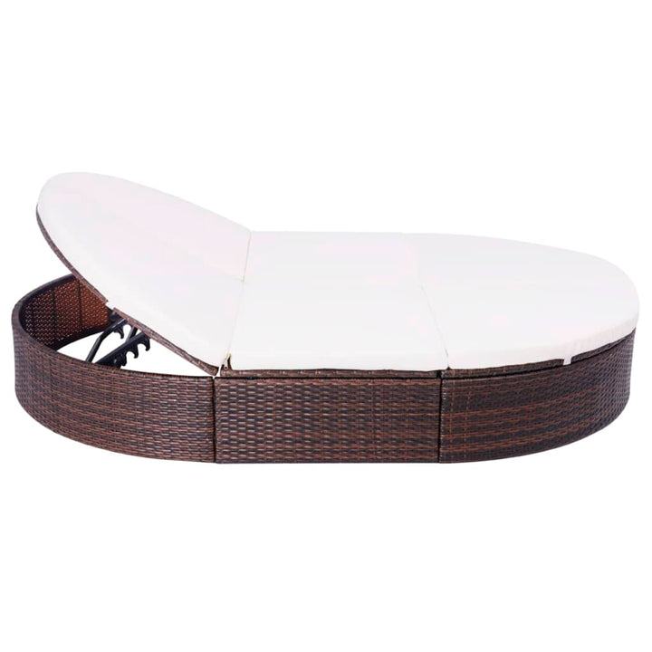 Outdoor-Loungebett Mit Kissen Poly Rattan