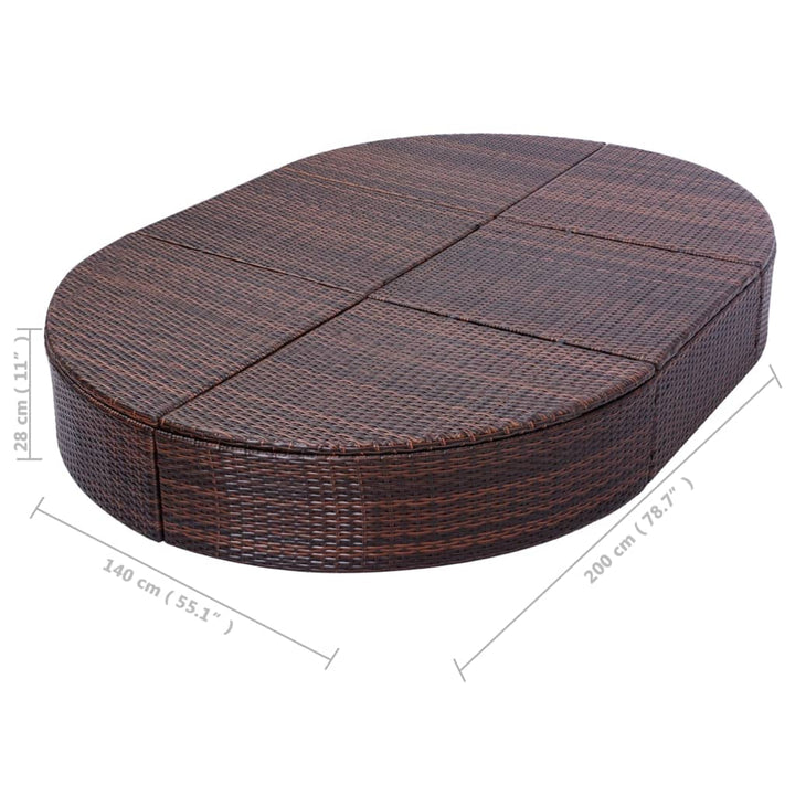 Outdoor-Loungebett Mit Kissen Poly Rattan