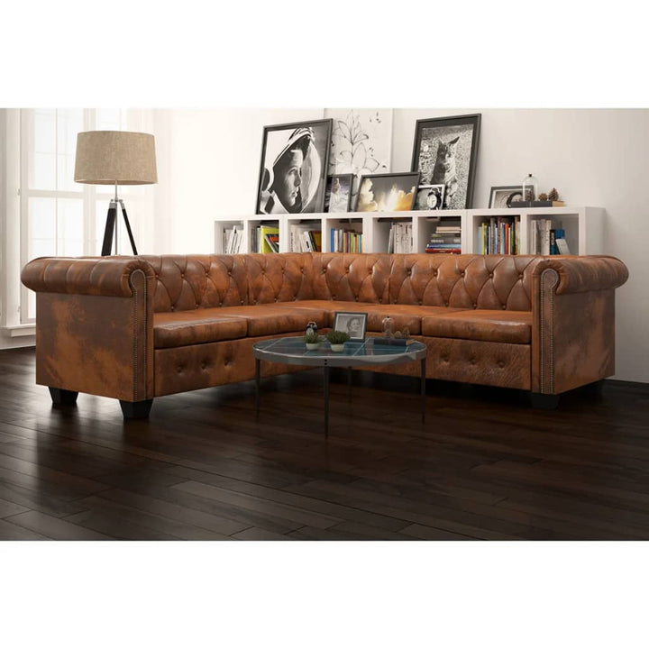 Chesterfield-Ecksofa Kunstleder