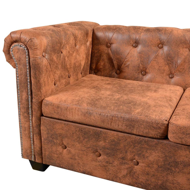 Chesterfield-Ecksofa Kunstleder