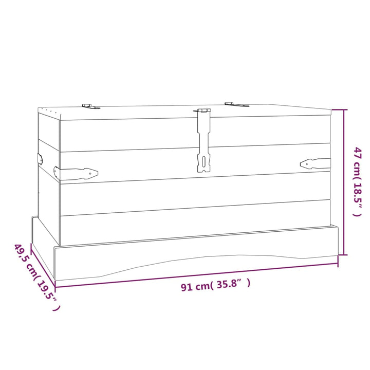 Truhe Mexiko-Stil Kiefernholz 91X49,5X47 Cm