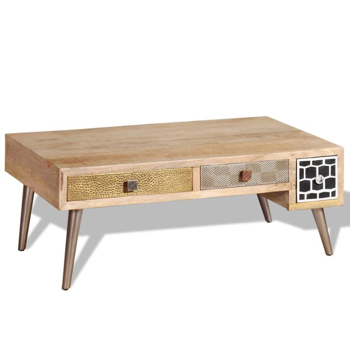 Couchtisch Mit Schubladen Massivholz Mango 105X55X41 Cm