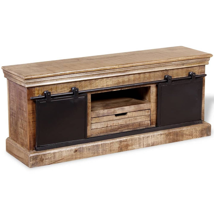 Tv-Schrank Mit 2 Schiebetüren Massivholz Mango 110X30X45 Cm