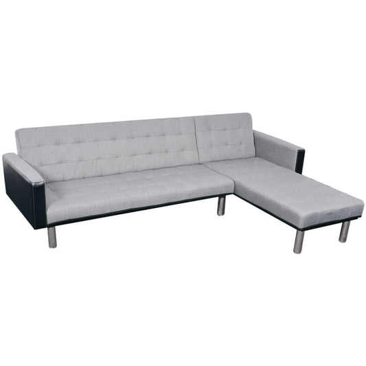 Schlafsofa L-Form Stoff Und Grau