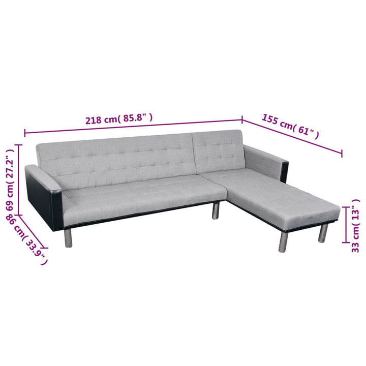 Schlafsofa L-Form Stoff Und Grau